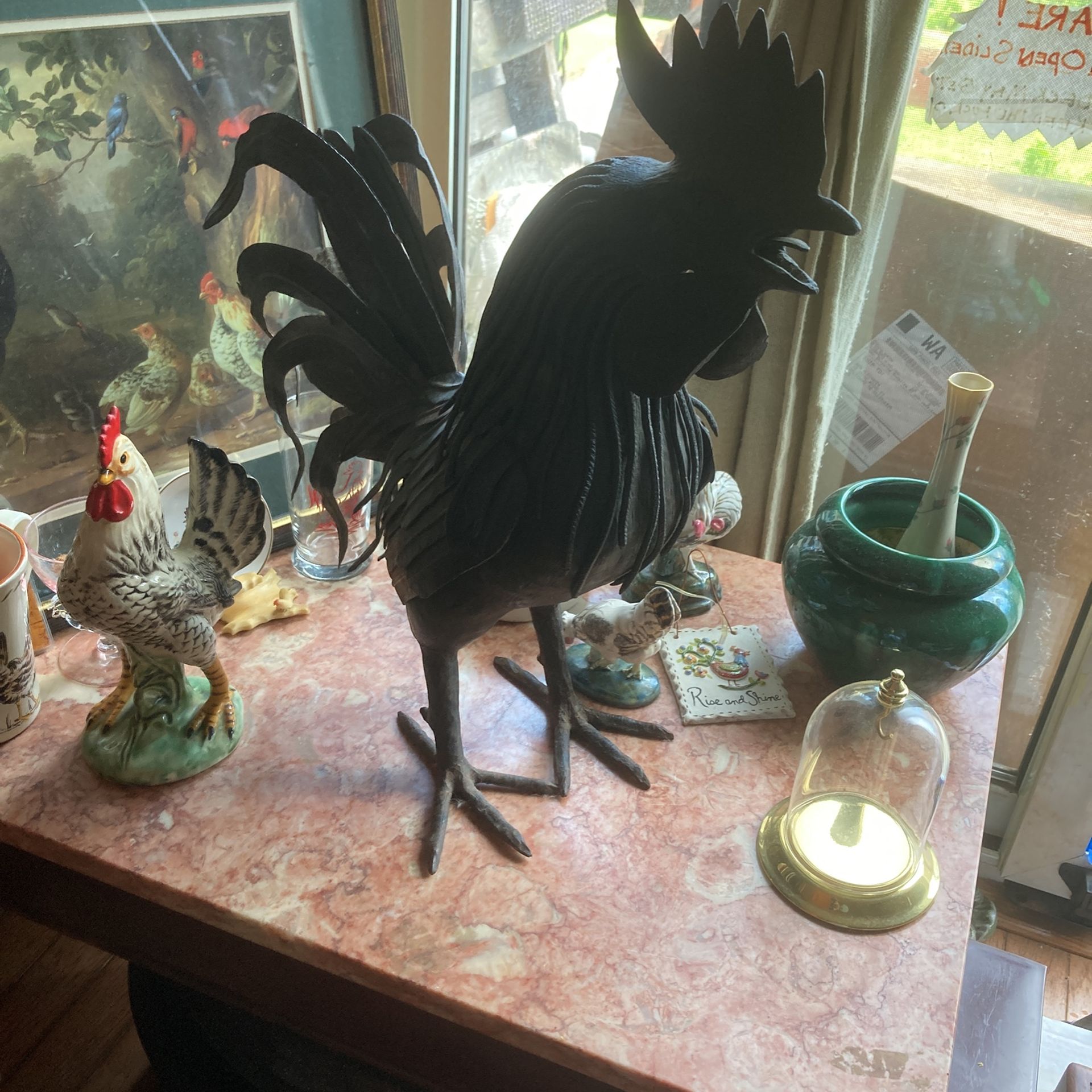Vintage Black Cast Iron Rooster