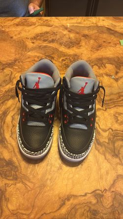 Nike Air Jordan 3 Black Cement Sneakers Sz 4