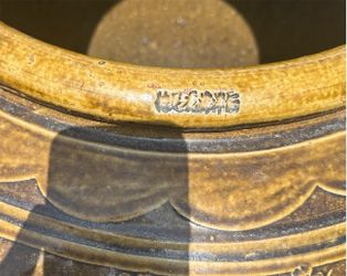 MONUMENTAL HAND-CARVED VERY LARGE ASIAN STONEWARE VESSEL / GARDEN URN,