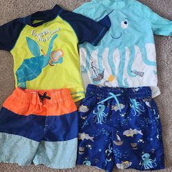 3t Boys swimwear trunks and shirts