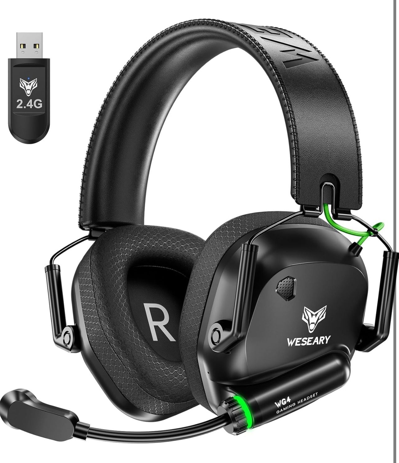 Wireless Gaming Headset for PC, Mac, Switch, Mobile, 3D Stereo Gaming Headphones 2.4GHz Mode Compatible with PS5, PS4, Ultra-Low Latency, Crystal-Clea