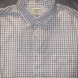 J Crew Vintage Large Shirt Long Sleeve Tattersall Plaid White Red Blue Classic 😎