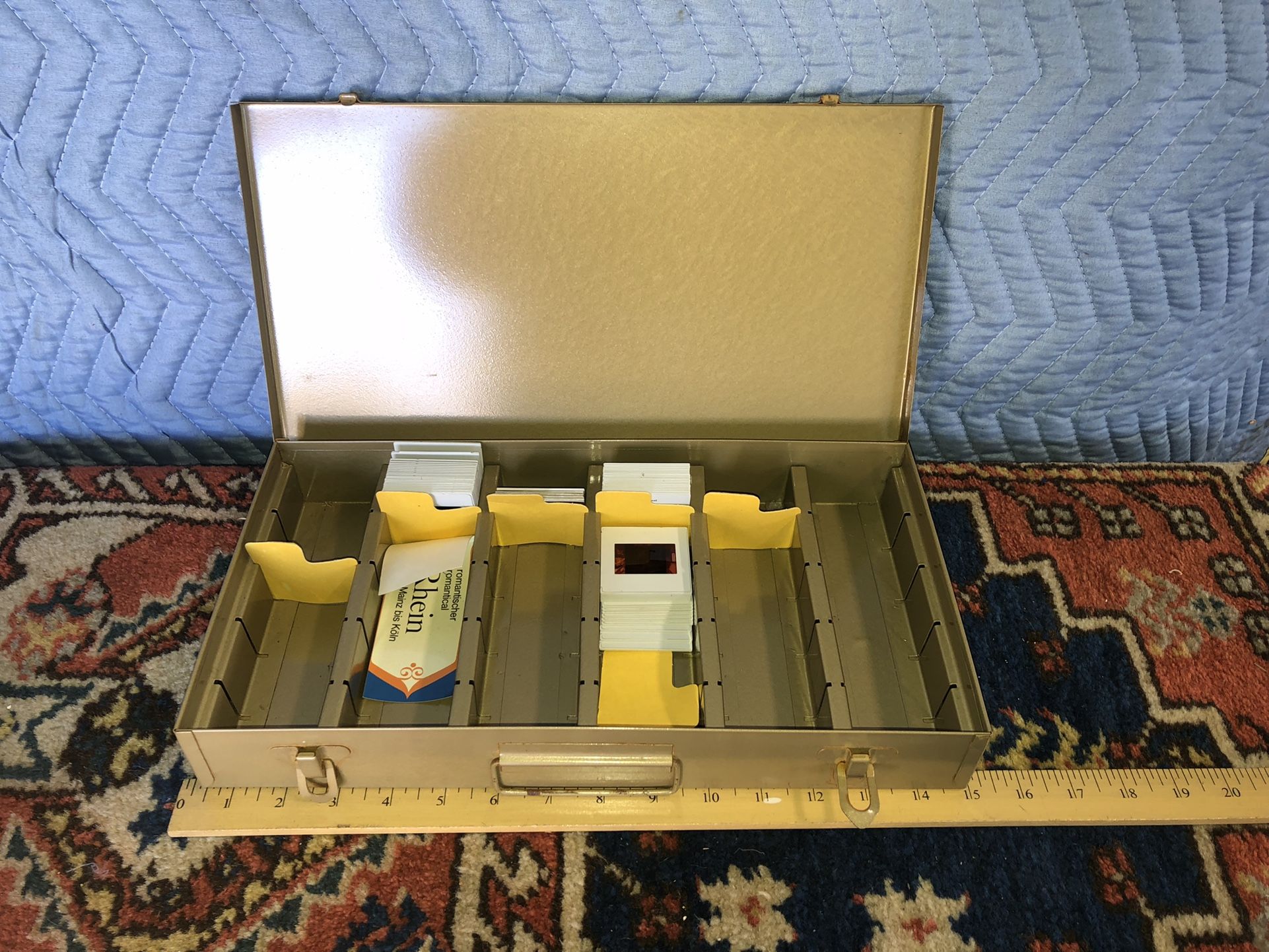 Vintage Metal Box With Slide Pictures