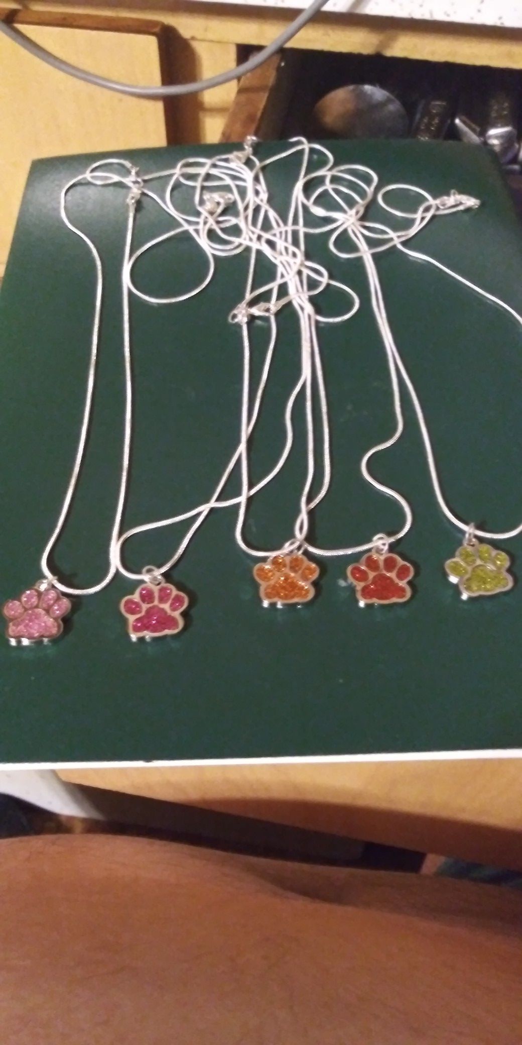 New! 26" choice of colors paw print necklaces