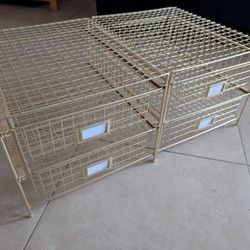 Gold Wire Mesh Storage Stationary Drawers