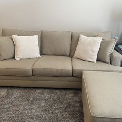 Living Spaces Sofa With Ottoman-beach Tan