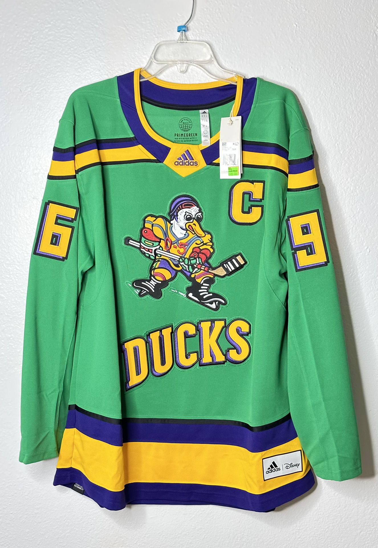 NWT Adidas x Disney Mighty Ducks Hawks Bombay Jersey Size 50 Medium Retail  $230
