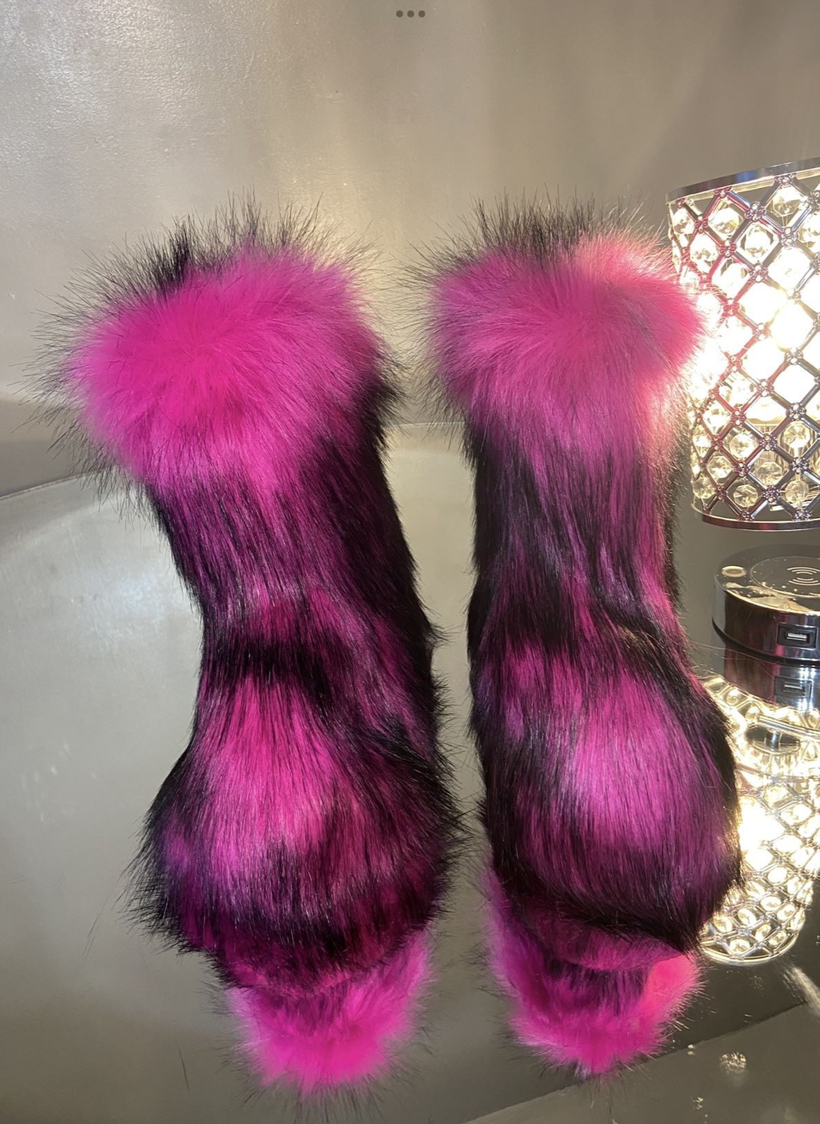 Rose Pink Faux Boots Size 8.5