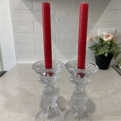 SET 2PC GLASS CANDLE HOLDER 