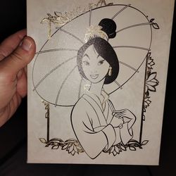 International Disney Mulan Umbrella Framed wall Art Rare
