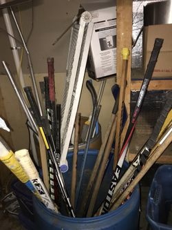Broken hockey sticks