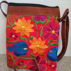 New Flat Multicolored Embroidered Crossbody Bag Ourse