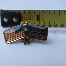 Vintage GSMOL 25 Years Length of Service Award, Dual Flags, Lapel Pin