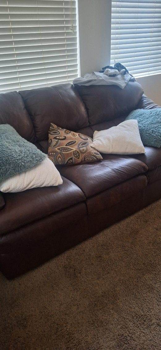 Leather Couch & Ottoman for Sale in San Marcos, CA OfferUp