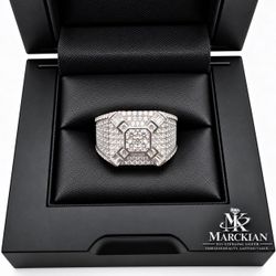 925 Sterling Silver 3.00CTW MOISSANITE Square Halo Men’s Ring Size 10