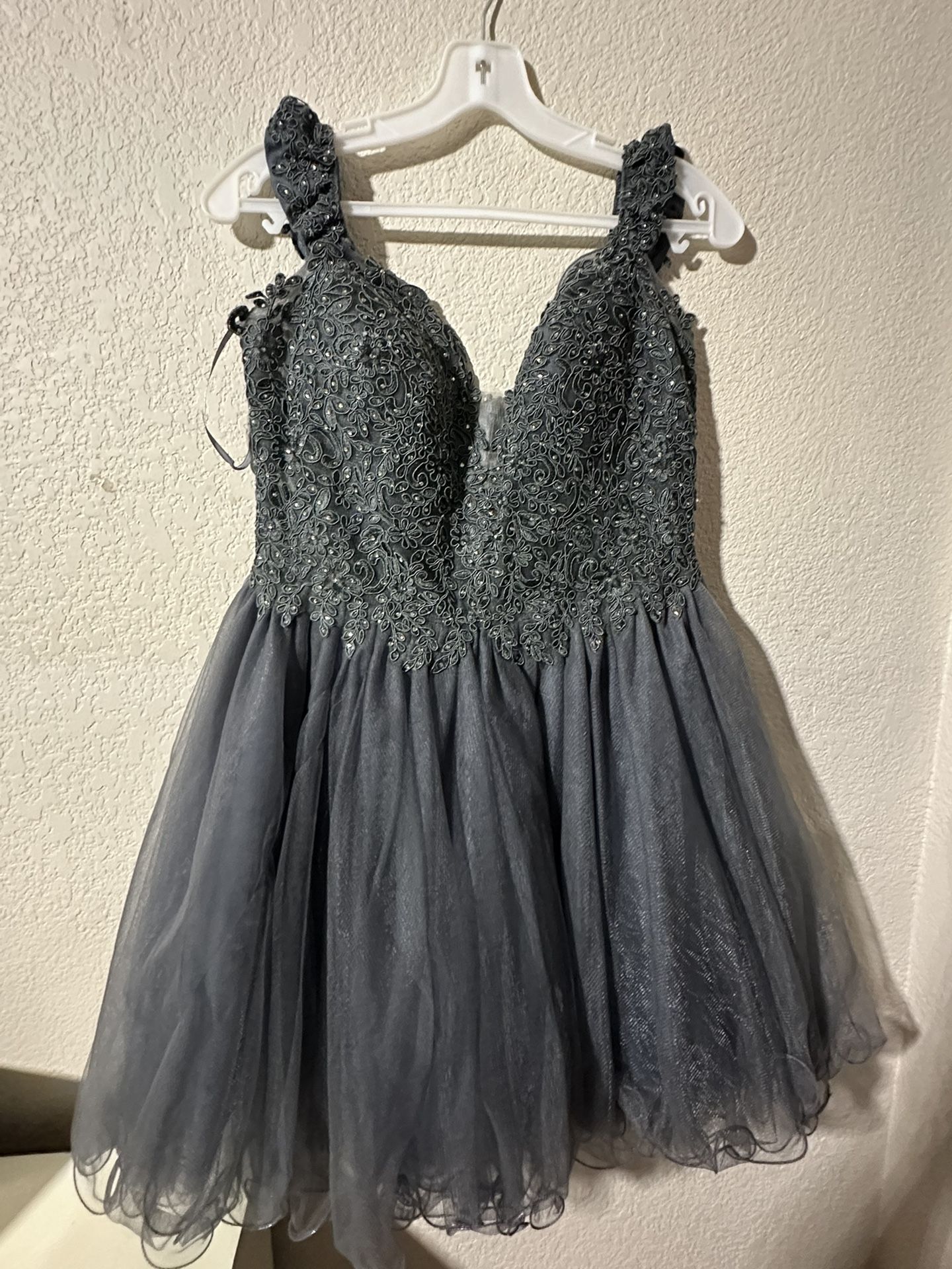 Gray/Charcoal Sequin Lace Tulle Short Prom/Party Dress Gray/Charcoal Sequin Lace Tulle Short Prom/Party Dress