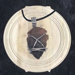 Hand Knapped Arrowhead Pendant with Black Cord Necklace