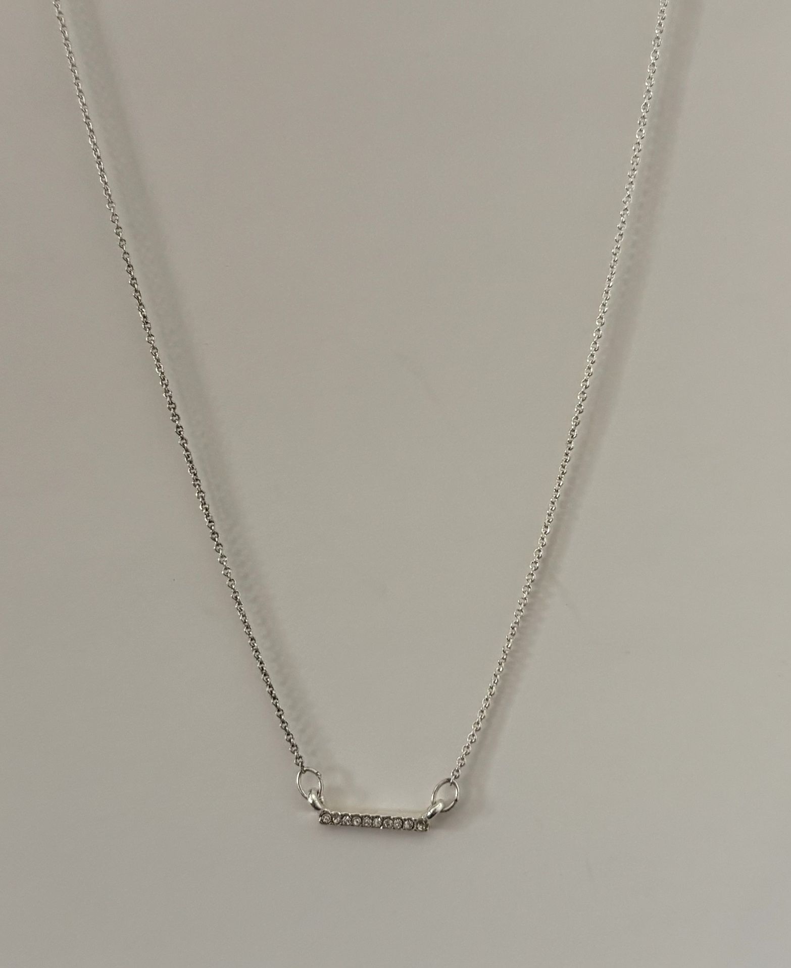 Lauren Conrad Silver Toned Pave Necklace, Crystals On Pendant