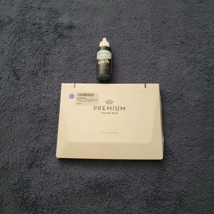 Premium Stamp Pad Extra Large Size 6" x 8" (Blue) + Refill Ink for self Inking Stamps and Stamp Pads