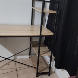 Wood And Black Metal Desk