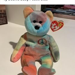 Peace  Bear Beanie Baby Rare Color Markings