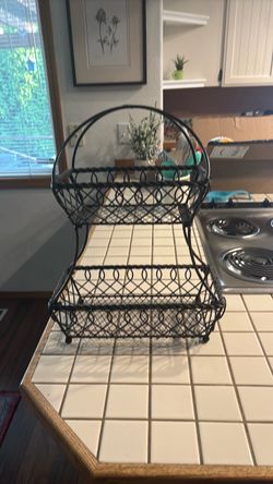 Black Wire 2-Tier Counter Basket Rack
