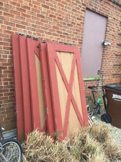 Solid wood barn doors with track system used