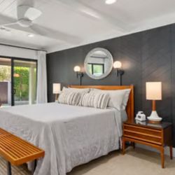Mid-Century Modern Style Wood Queen Bed Frame - Bed Frame Only
