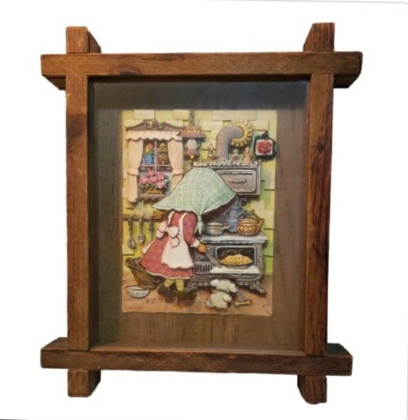 kitschy vintage 3d shadow box lithograph