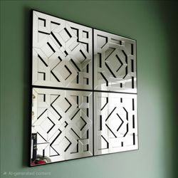 Z Gallerie Palais Plaque Mirror Wall Art Set Of 4 16"×16"