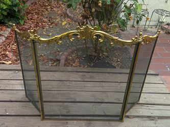 Vintage brass fireplace guard