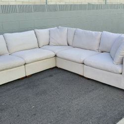 Five Piece  Light Grey Sectional Couch Delivery Available 