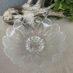 Vintage Lausitzer Glass Lead Crystal  Footed Bowl