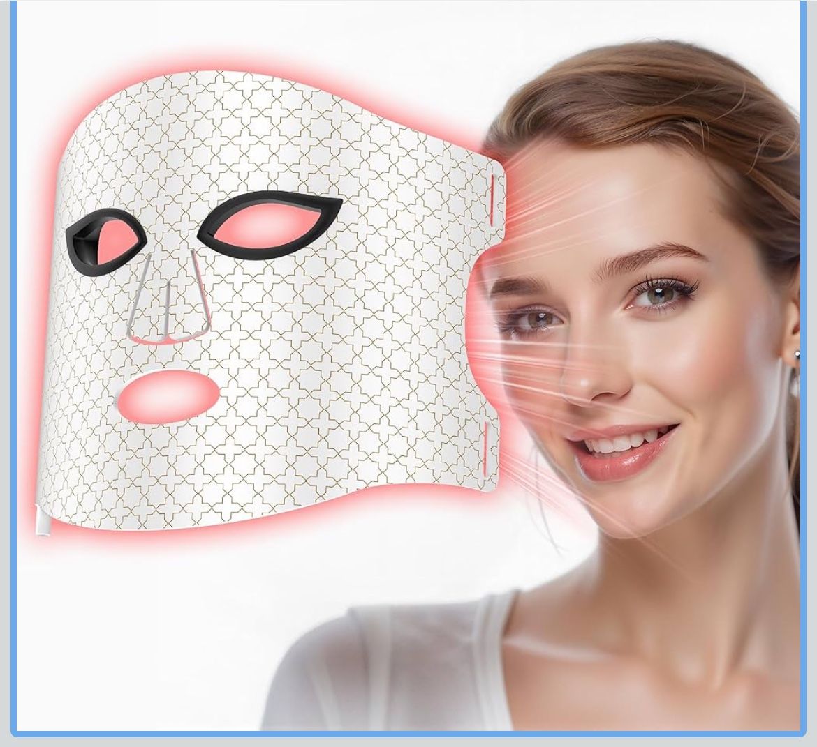 Red Light Therapy For Face, 7 Modes Portable Therapy Mask With 3000mah Rechargeable Remote, Blue, Orange, 850nm Infrared & Red Light Mask, 400 Leds Fo