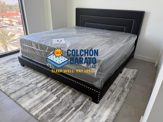 NEW BED FRAME KING SIZE WITH MATTRESS AND BOX SPRING