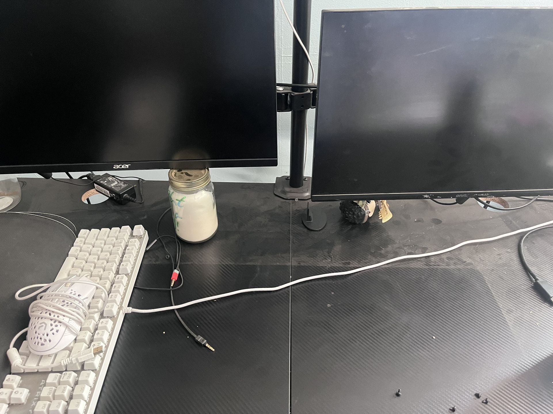Two Mounted Pc Monitors