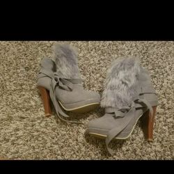 Grey ankle boots