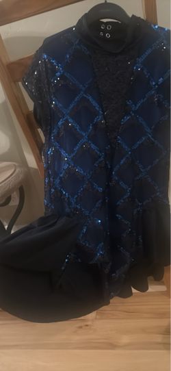 Blue and Black Sequin Dance Dress