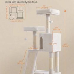 Cat Tower, Cat Tree For Indoor Cats, 45.3-Inch Cat Condo With Scratching Post, Ramp, Perch, Spacious Cat Cave, For Kittens, Elderly Cats, Adult Cats, 