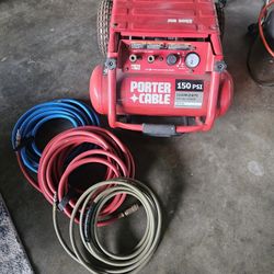 Porter Cable 150 Psi Compressor With 3 Different Air Hoses