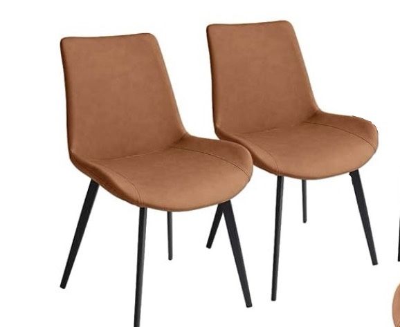 Dining Chairs Set of 2, Modern Kitchen Dining Room Chairs, Upholstered Dining Accent Side Chairs in Faux Leather Cushion Seat