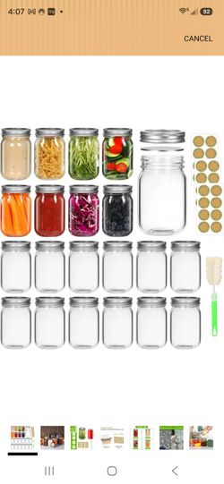 12 oz Mason Jars 20 Pack – Pint Glass Canning Jars with Airtight Lids for Jam, Pickling, Fermenting. Versatile Storage for Honey, Spices, Meal Prep, D