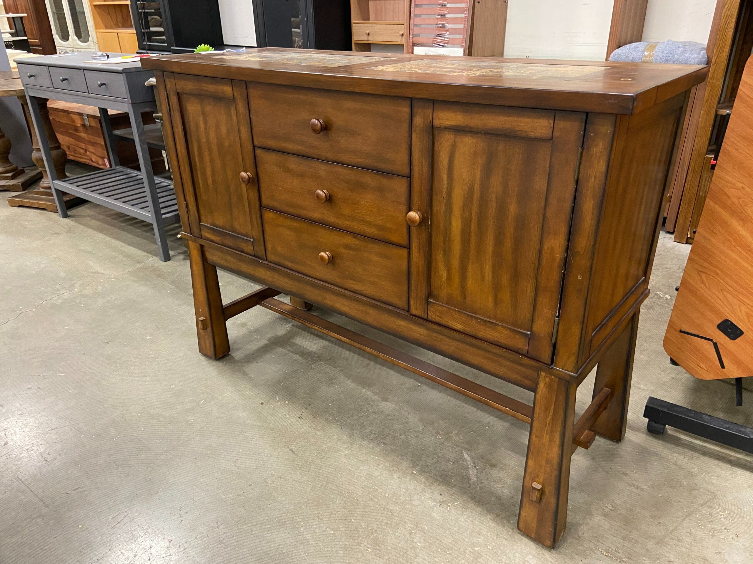 LIVING STONE Mission Style Buffet with Marble Panel Top