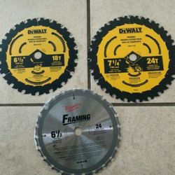 Circular Blades For Saw 6 1/2 And 7 1/4 Size NEW $10 EACH 