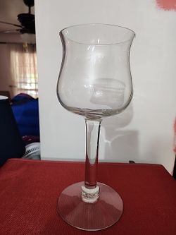 Vintage Clear Handblown Glass  Goblet, 12"Tall  W/ Wide Tulip Bowl, Stemmed