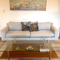 West Elm 81” Sofa – Heather Gray Deco Weave – Clean, Excellent Condition