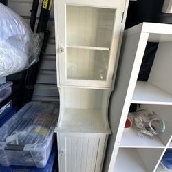 Tall White Wooden Night Stand Or Book Shelf 