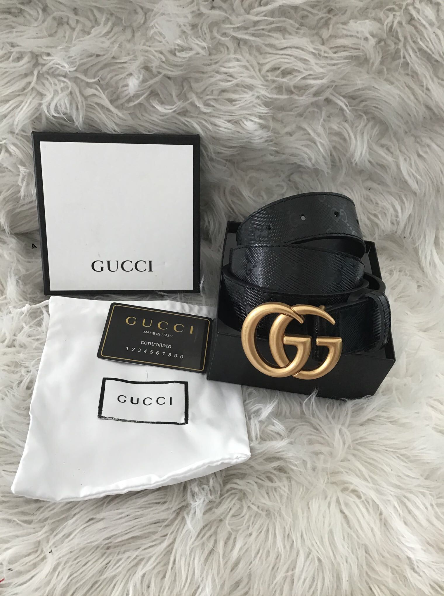 Black Leather GG Belt 
