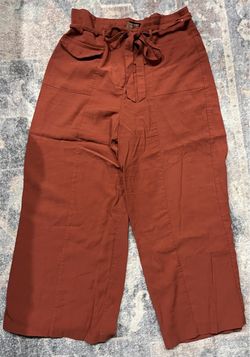 Rust Wide-Leg Tie-Waist Pants -L