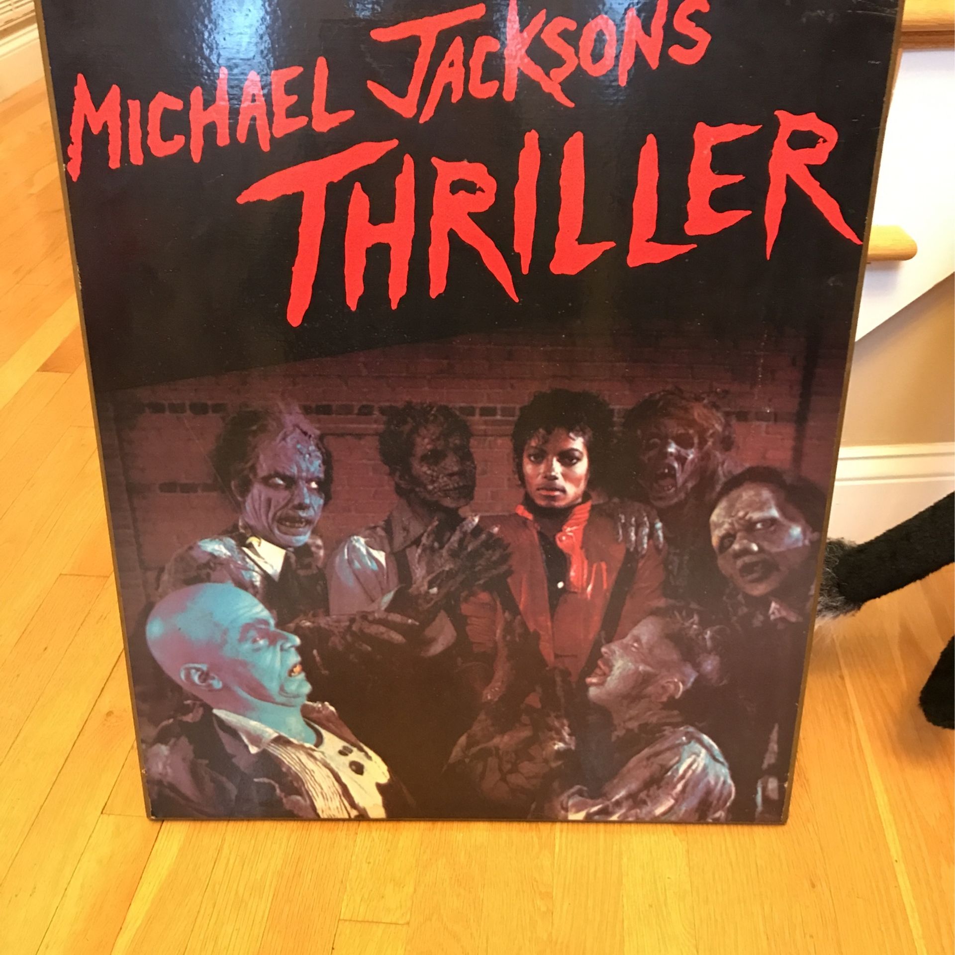 Vintage 1980’s Thriller Michael Jackson Halloween Zombie Sign Display From Video Rental Shop Promotional Piece Art